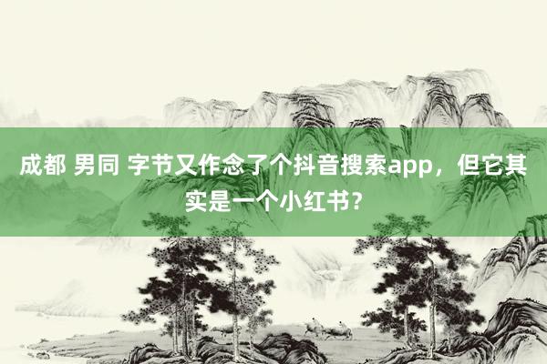 成都 男同 字节又作念了个抖音搜索app，但它其实是一个小红书？