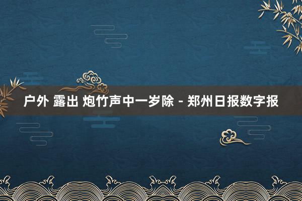 户外 露出 炮竹声中一岁除－郑州日报数字报