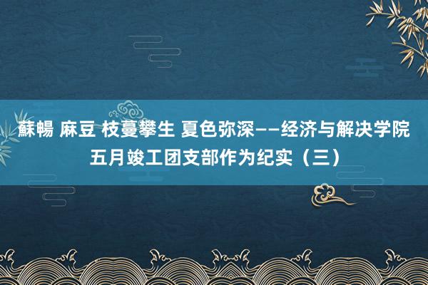 蘇暢 麻豆 枝蔓攀生 夏色弥深——经济与解决学院五月竣工团支部作为纪实（三）